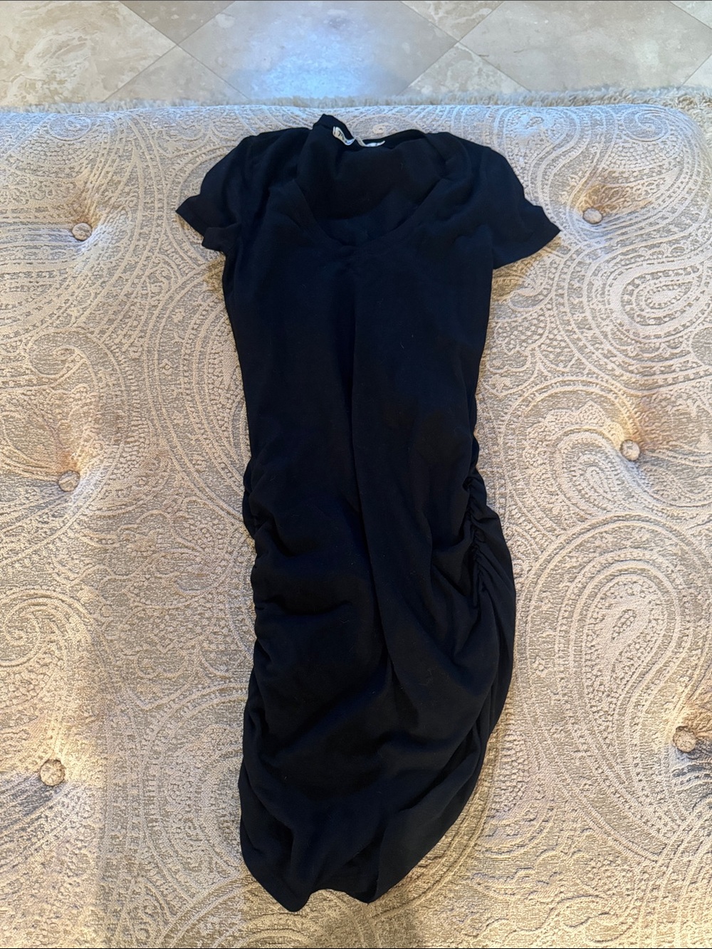 Michael Stars Black Midi Dress with Side Ruching